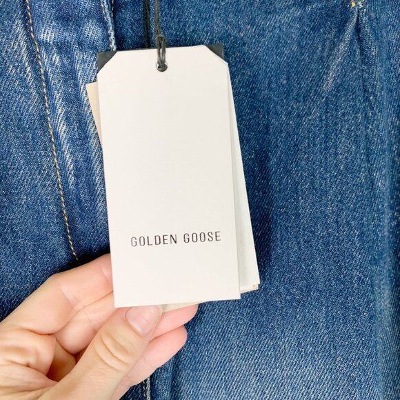 Golden Goose | Flavia Pant Wide Leg *Patch Pockets Dirty Wash Dark Blue - Picture 5 of 16